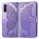 For Vivo Y7s / S1 Butterfly Love Flowers Embossing Horizontal Flip Leather Case with Holder & Card Slots & Wallet & Lanyard(Light Purple) - 1