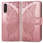 For Vivo Y7s / S1 Butterfly Love Flowers Embossing Horizontal Flip Leather Case with Holder & Card Slots & Wallet & Lanyard(Rose Gold) - 1