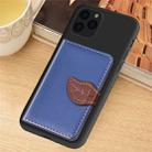 For iPhone 11 Litchi Pattern Card Bag Wallet Bracket + TPU Phone Case with Card Slot Wallet Bracket Function(Blue) - 1