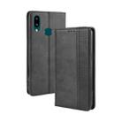 For Galaxy A10s Magnetic Buckle Retro Crazy Horse Texture Horizontal Flip Leather Case with Holder & Card Slots & Photo Frame(Black) - 1