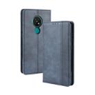 For Nokia 7.2 / Nokia 6.2 Magnetic Buckle Retro Crazy Horse Texture Horizontal Flip Leather Case , with Holder & Card Slots & Photo Frame(Blue) - 1