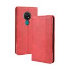 For Nokia 7.2 / Nokia 6.2 Magnetic Buckle Retro Crazy Horse Texture Horizontal Flip Leather Case , with Holder & Card Slots & Photo Frame(Red) - 1