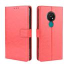 For Nokia 7.2 / Nokia 6.2 Retro Crazy Horse Texture Horizontal Flip Leather Case , with Holder & Card Slots & Photo Frame(Red) - 1