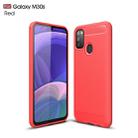 For Galaxy M30s Brushed Texture Carbon Fiber TPU Case(Red) - 1