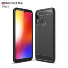 For Moto E6 Plus Brushed Texture Carbon Fiber TPU Case(Black) - 1