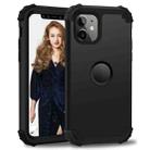 For iPhone 11 PC+ Silicone Three-piece Anti-drop Mobile Phone Protective Back Cover(Black) - 1
