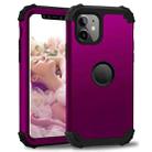 For iPhone 11 PC+ Silicone Three-piece Anti-drop Mobile Phone Protective Back Cover(Dark purple) - 1