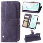 For Galaxy Note 10 Rotary Card Matte PU Leather Case with Card Slots & Photo Frame & Holder(Purple) - 1