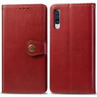 For Galaxy A30S Retro Solid Color Leather Buckle Phone Case with Lanyard & Photo Frame & Card Slot & Wallet & Stand Function(Red) - 1