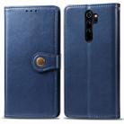 For Xiaomi Redmi Note 8 Pro Retro Solid Color Leather Buckle Phone Case with Lanyard & Photo Frame & Card Slot & Wallet & Stand Function(Blue) - 1