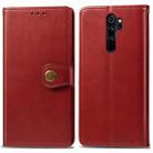 For Xiaomi Redmi Note 8 Pro Retro Solid Color Leather Buckle Phone Case with Lanyard & Photo Frame & Card Slot & Wallet & Stand Function(Red) - 1