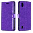 For ZTE Blade A5 2019 Crazy Horse Texture Horizontal Flip Leather Case with Holder & Card Slots & Wallet & Photo Frame(purple) - 1