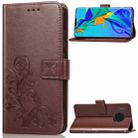 For Huawei Mate 30 Pro Four-leaf Clasp Embossed Buckle Mobile Phone Protection Leather Case with Lanyard & Card Slot & Wallet & Bracket Function(Brown) - 1