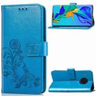 For Huawei Mate 30 Pro Four-leaf Clasp Embossed Buckle Mobile Phone Protection Leather Case with Lanyard & Card Slot & Wallet & Bracket Function(Blue) - 1