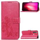 For Xiaomi Redmi Note 8  Four-leaf Clasp Embossed Buckle Mobile Phone Protection Leather Case with Lanyard & Card Slot & Wallet & Bracket Function(Magenta) - 1