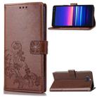 For Sony Xperia 20 Four-leaf Clasp Embossed Buckle Mobile Phone Protection Leather Case with Lanyard & Card Slot & Wallet & Bracket Function(Brown) - 1