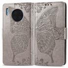 For Huawei Mate 30 Pro Butterfly Love Flower Embossed Horizontal Flip Leather Case with Bracket / Card Slot / Wallet / Lanyard(Gray) - 1