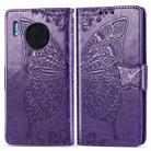 For Huawei Mate 30 Pro Butterfly Love Flower Embossed Horizontal Flip Leather Case with Bracket / Card Slot / Wallet / Lanyard(Dark purple) - 1