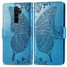 For Xiaomi Redmi Note 8 Pro Butterfly Love Flower Embossed Horizontal Flip Leather Case with Bracket / Card Slot / Wallet / Lanyard(Blue) - 1