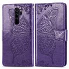 For Xiaomi Redmi Note 8 Pro Butterfly Love Flower Embossed Horizontal Flip Leather Case with Bracket / Card Slot / Wallet / Lanyard(Dark purple) - 1