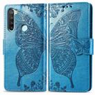 For Xiaomi Redmi Note 8  Butterfly Love Flower Embossed Horizontal Flip Leather Case with Bracket / Card Slot / Wallet / Lanyard(Blue) - 1
