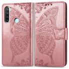 For Xiaomi Redmi Note 8  Butterfly Love Flower Embossed Horizontal Flip Leather Case with Bracket / Card Slot / Wallet / Lanyard(Rose Gold) - 1