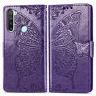 For Xiaomi Redmi Note 8  Butterfly Love Flower Embossed Horizontal Flip Leather Case with Bracket / Card Slot / Wallet / Lanyard(Dark Purple) - 1