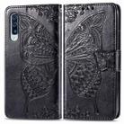 For Galaxy A50S Butterfly Love Flower Embossed Horizontal Flip Leather Case with Bracket / Card Slot / Wallet / Lanyard(Black) - 1