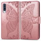 For Galaxy A50S Butterfly Love Flower Embossed Horizontal Flip Leather Case with Bracket / Card Slot / Wallet / Lanyard(Rose Gold) - 1