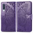 For Galaxy A50S Butterfly Love Flower Embossed Horizontal Flip Leather Case with Bracket / Card Slot / Wallet / Lanyard(Dark Purple) - 1