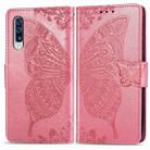 For Galaxy A50S Butterfly Love Flower Embossed Horizontal Flip Leather Case with Bracket / Card Slot / Wallet / Lanyard(Pink) - 1