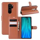 For Xiaomi Redmi Note 8 Pro Litchi Texture Horizontal Flip Leather Case with Wallet & Holder & Card Slots(Brown) - 1