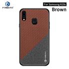 For Galaxy A10S PINWUYO Rong Series  Shockproof PC + TPU+ Chemical Fiber Cloth Protective Cover(Brown) - 1