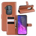 For Motorola One Zoom Litchi Texture Horizontal Flip Leather Case with Wallet & Holder & Card Slots(Brown) - 1