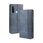 For Xiaomi Redmi Note 8 Magnetic Buckle Retro Crazy Horse Texture Horizontal Flip Leather Case  , with Holder & Card Slots & Photo Frame(Blue) - 1