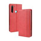 For Xiaomi Redmi Note 8 Magnetic Buckle Retro Crazy Horse Texture Horizontal Flip Leather Case  , with Holder & Card Slots & Photo Frame(Red) - 1