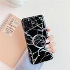 For iPhone 11 Pro Max TPU Glossy Laser Marble Colorful Mobile Phone Protective Case with Folding Bracket(Black) - 1