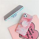 For iPhone 11 Pro Max TPU Glossy Laser Marble Colorful Mobile Phone Protective Case with Folding Bracket(Pink) - 1