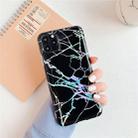 For iPhone 11 Pro Max TPU Glossy laser Marble IMD Colorful Mobile Phone Case(Black) - 1