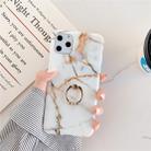 For iPhone 11 TPU Smooth Marble with Ring Metal Rhinestone Bracket Mobile Phone Protective Case(Snowflake Gold Q10) - 1