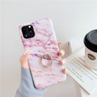 For iPhone 11 TPU Smooth Marble with Ring Metal Rhinestone Bracket Mobile Phone Protective Case(Snowflake Powder Q6) - 1
