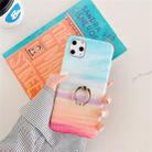 For iPhone 11 Pro TPU Smooth Marble with Ring Metal Rhinestone Bracket Mobile Phone Protective Case(Rainbow Q5) - 1