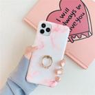 For iPhone 11 Pro TPU Smooth Marble with Ring Metal Rhinestone Bracket Mobile Phone Protective Case(Snowflake Powder Q2) - 1