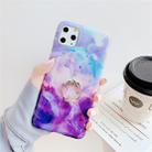 For iPhone 11 Pro Max TPU Smooth Marble with Ring Metal Rhinestone Bracket Mobile Phone Protective Case(Purple Stone Q7) - 1