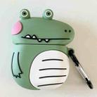 For Apple AirPods 1/2 Generation Universal Wireless Cute Dinosaur Bluetooth Headphone Protective Case(Reseda) - 1