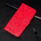 For Xiaomi Redmi Note 8 Pro Lace Flower Embossing Pattern Horizontal Flip Leather Case , with Holder & Card Slots & Wallet & Photo Frame & Lanyard(Red) - 1