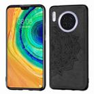 For Huawei Mate 30 ， Embossed Mandala pattern PC + TPU + Fabric Phone Case with Lanyard & Magnetic(Black) - 1