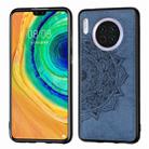 For Huawei Mate 30 ， Embossed Mandala pattern PC + TPU + Fabric Phone Case with Lanyard & Magnetic(Blue) - 1