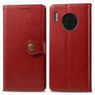 For Huawei Mate 30 Retro Solid Color Leather Buckle Mobile Phone Protection Leather Case with Photo Frame & Card Slot & Wallet & Bracket Function(Red) - 1