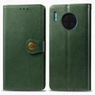 For Huawei Mate 30 Retro Solid Color Leather Buckle Mobile Phone Protection Leather Case with Photo Frame & Card Slot & Wallet & Bracket Function(Green) - 1